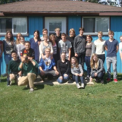 Photo de groupe avec les autres exchange student pendant notre "orientation WE"