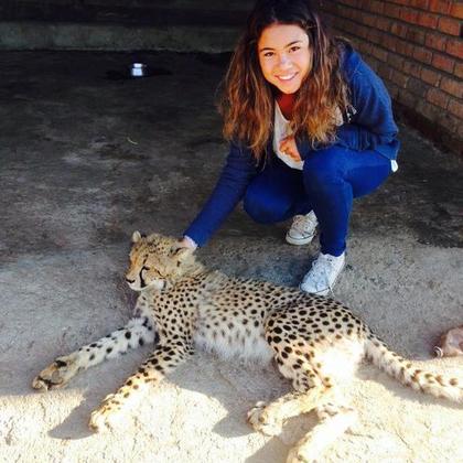 Accompagnée d'un bébé guépard